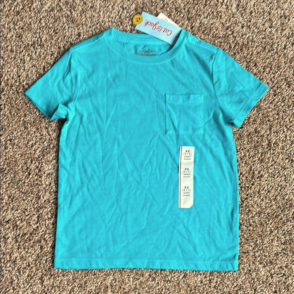 Cat & Jack Teal Pocket Short Sleeve Tee Boys XS 4/5